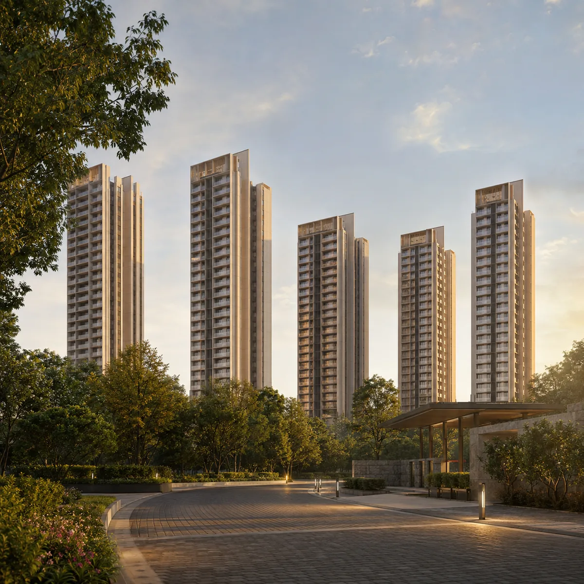 Assetz Nari & Nami indicative tower elevation, six high-rise residential towers on the Whitefield-Hoskote Road corridor at Kannamangala, Bangalore East Assetz Nari & Nami indicative tower elevation, six high-rise residential towers on the Whitefield-Hoskote Road corridor at Kannamangala, Bangalore East